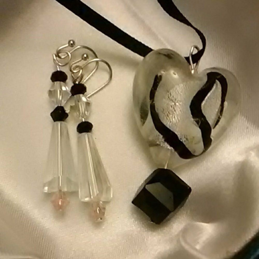 Crystal earrings an artisan crafted glass heart pe